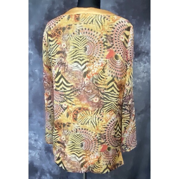 Diane Gilman Size Small Silk Beaded Embellished Semi Sheer Tunic Top - Picture 4 of 5